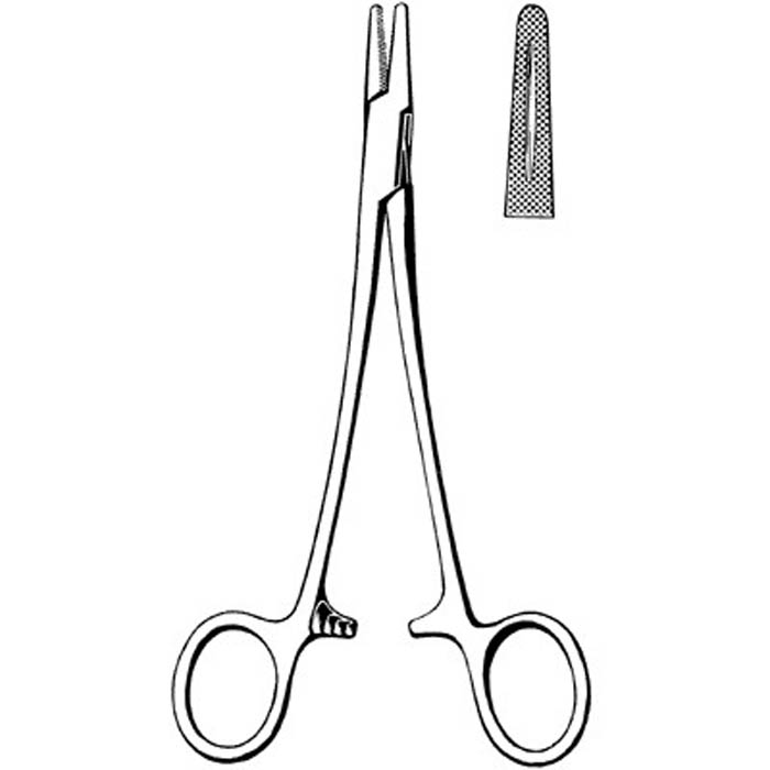 Needle Holder Merit™ Mayo-Hegar 6 Inch Length Straight Serrated Tip Finger Ring Handle by Sklar Instruments  ID 97-847